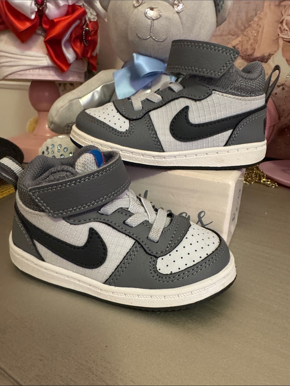 Nike Kids Grey, White & Black High-Top Sneakers